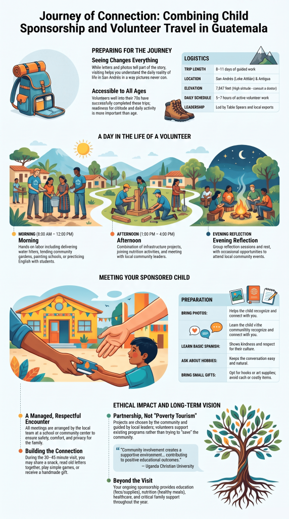 Infographic showing how to combine child sponsorship and travel Guatemala into one meaningful trip 